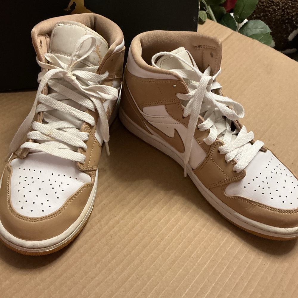 Nike Air Jordan Mid Sneakers - White and Brown - Picture 4 of 9